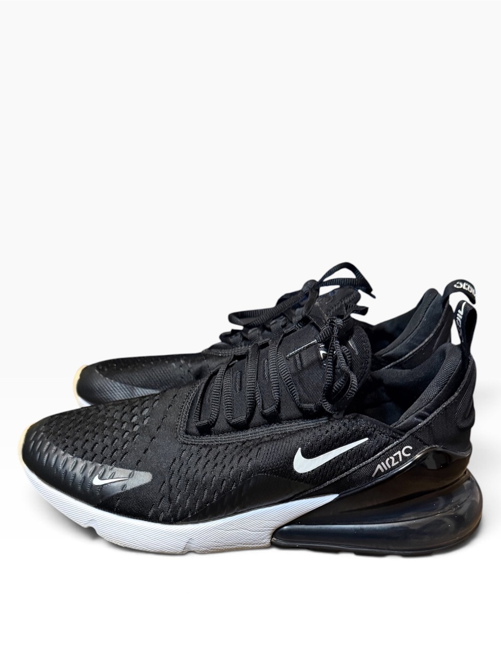 Nike Air Max 270 Men's Black with White Swoosh Sneakers Size 11 - Picture 5 of 9